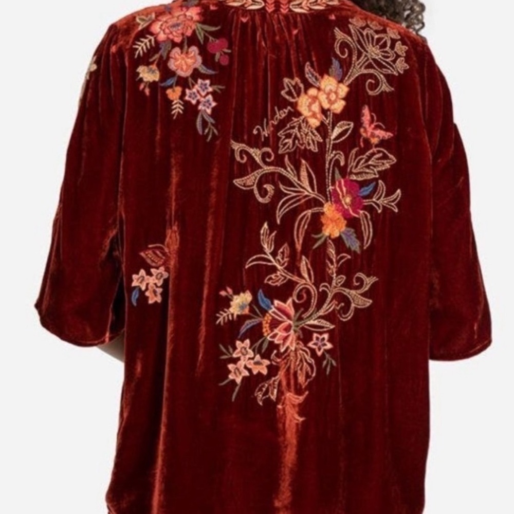 Johnny Was Taline heavily embroidered velvet top NWT - Picture 4 of 16
